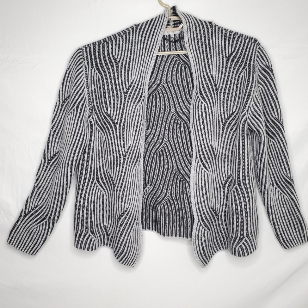 Bartolini Cashmere Wool Blend Cardigan Size L Made in Italy Open Front Sweater - Picture 3 of 12